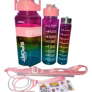 Botella Set X3 Motivacionales Stickers Premium 2L,900ML, 350ML