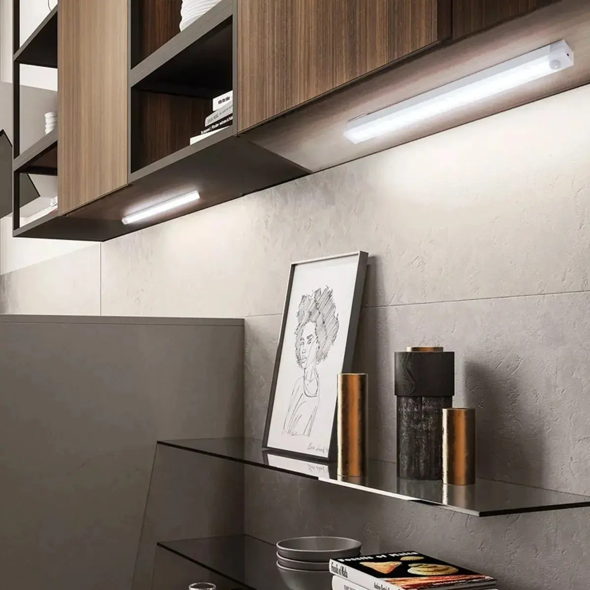 Luz Barra Led Sensor Movimiento Lampara Recargable 50cmx 2cm - Imagen 2