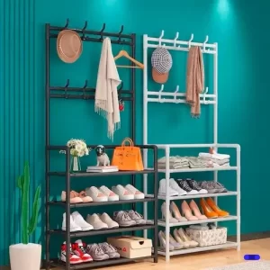 Perchero Zapatera 2en1 Organizador Rack Estante Ganchos Rack