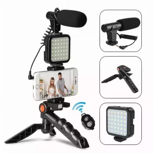 estabilizador Micrófono Tripode Celular Luz Led Soporte