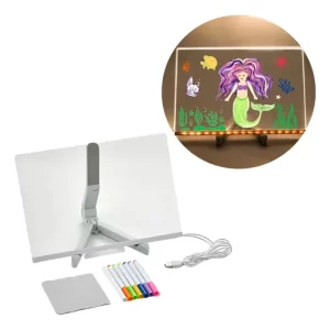 Pizarra Magica 15x15 Cm Luz Led Usb Acrilica Luminosa Viral