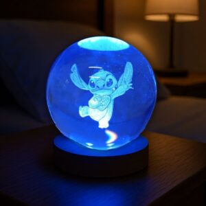 Luz De Noche Esfera Cristal 3d Led 6cm Con Interruptor Mesa