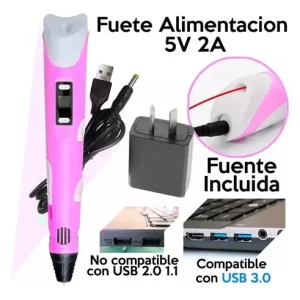 Lapiz 3d Impresora Lapicera 3d Base + Filamentos + Rosa