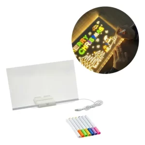 Pizarra Mágica Led 20x30 Cm Soporte 7 Marcadores Luz
