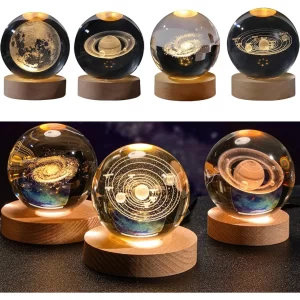 Esfera Magica Cristal 3d Led Luz De Noche 6cm