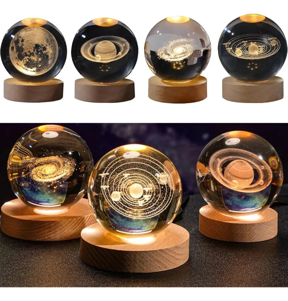 Esfera Magica Cristal 3d Led Luz De Noche 6cm
