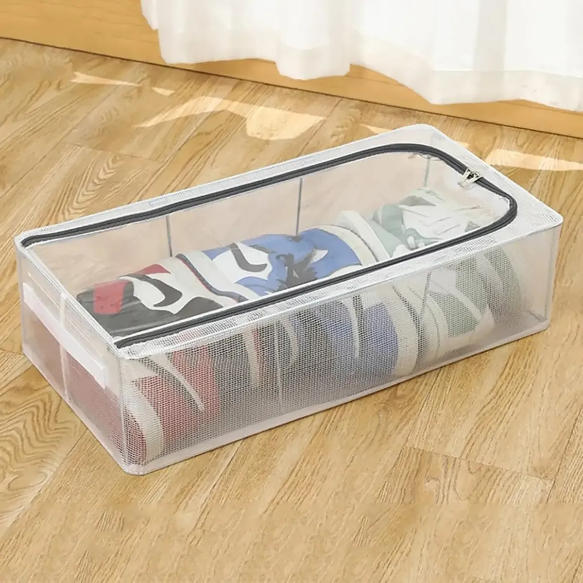organizador plegable zapatills transparente con cierre