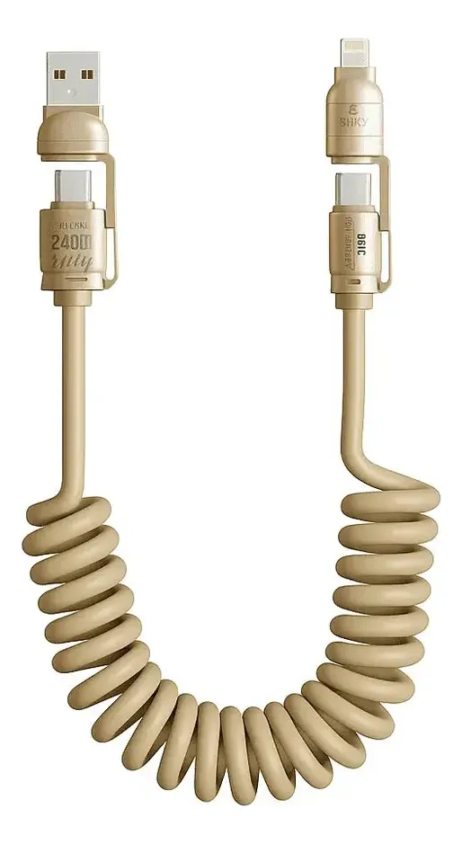 Cable Para Auto Usb A Y Tipo C Carga Rápida 240w Espiral