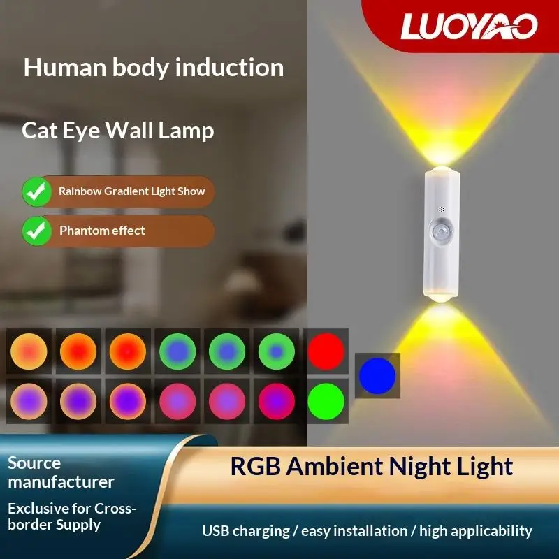 Lámpara Led Pared Con Sensor Bidireccional RGB
