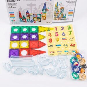 Bloques Magnéticos Coloridos con Pistas – 42 Piezas