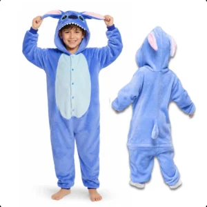 Pijama Stich Enterito Niños Suave Disfraz Abrigado