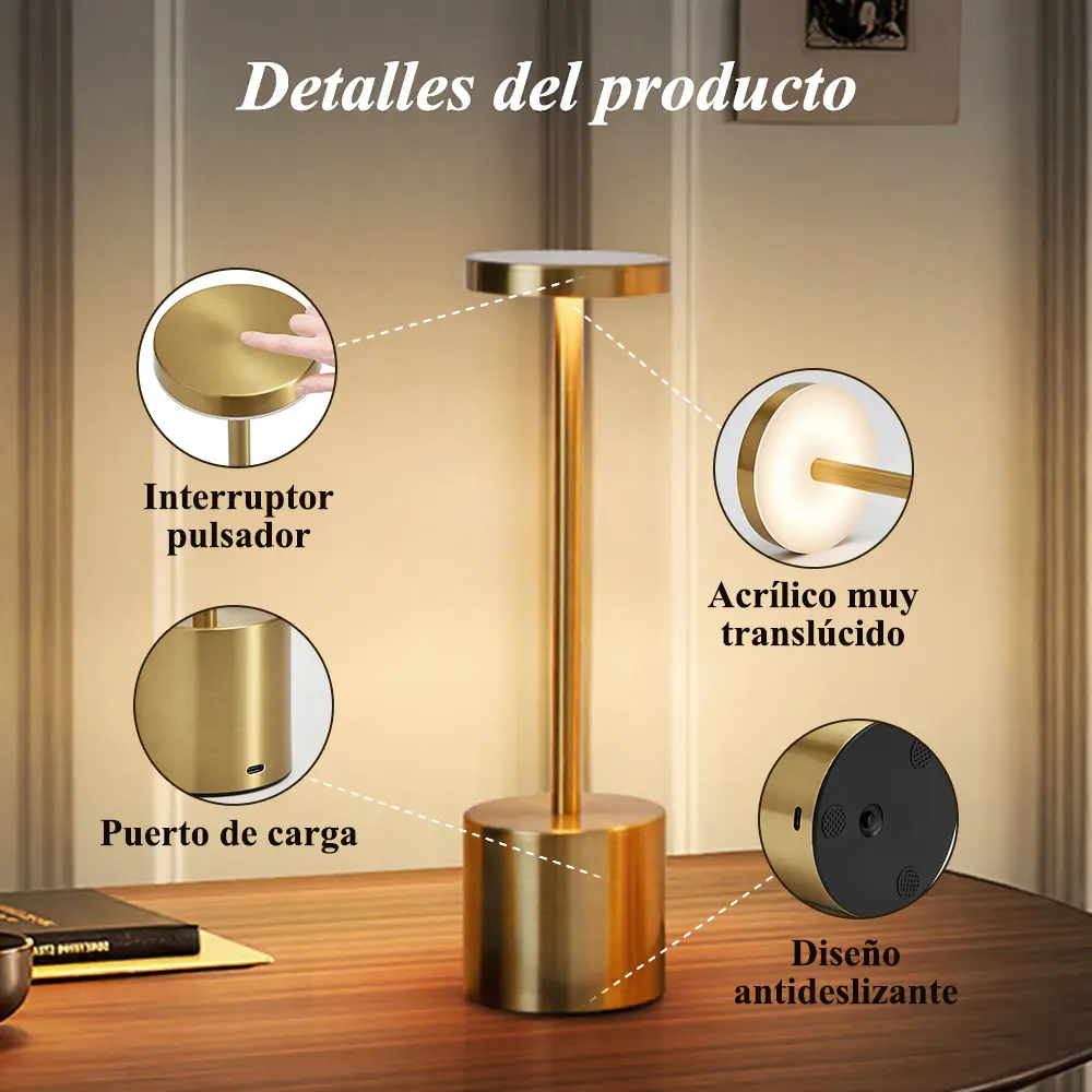 Lampara Velador Usb Recargable Tactil - Imagen 5