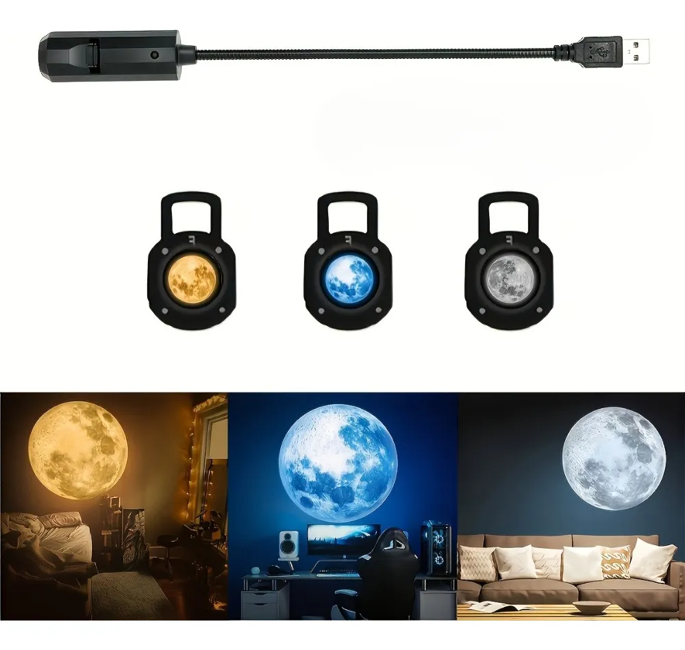 Lampara Proyector Luna Y Tierra Usb Decorativa.