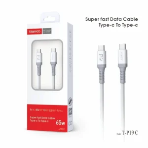 Cable USB Tipo C A USB-c Carga Rápida 6a 65w De 1m Reforzado Color Blanco TRANYOO