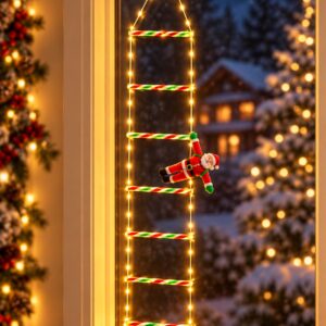 Escalera Luces Led Navidad + Papa Noel 2mtrs Luces Multicolor