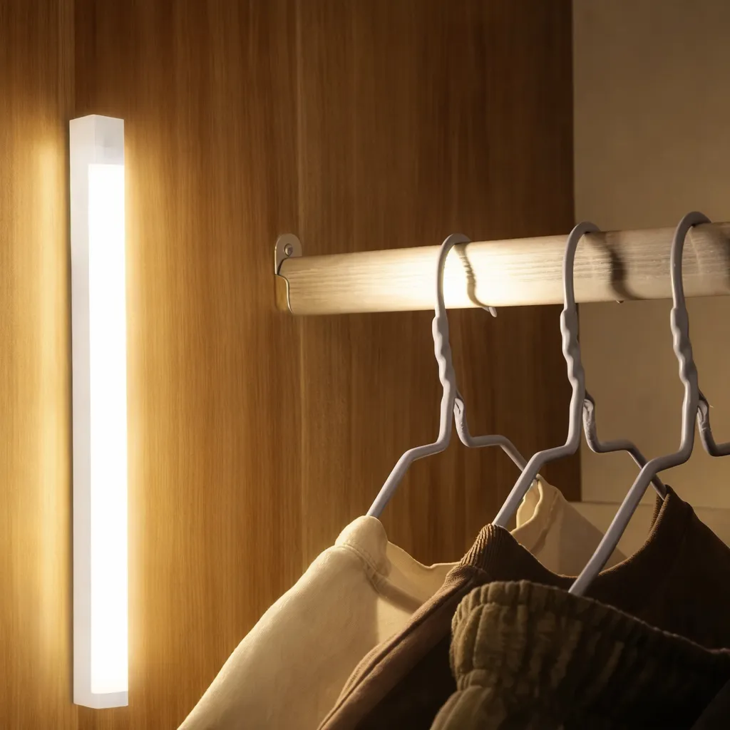 Luz Led Noche Sensor Movimiento Barra Recargable blanco cálido Usb 50cm - Imagen 4