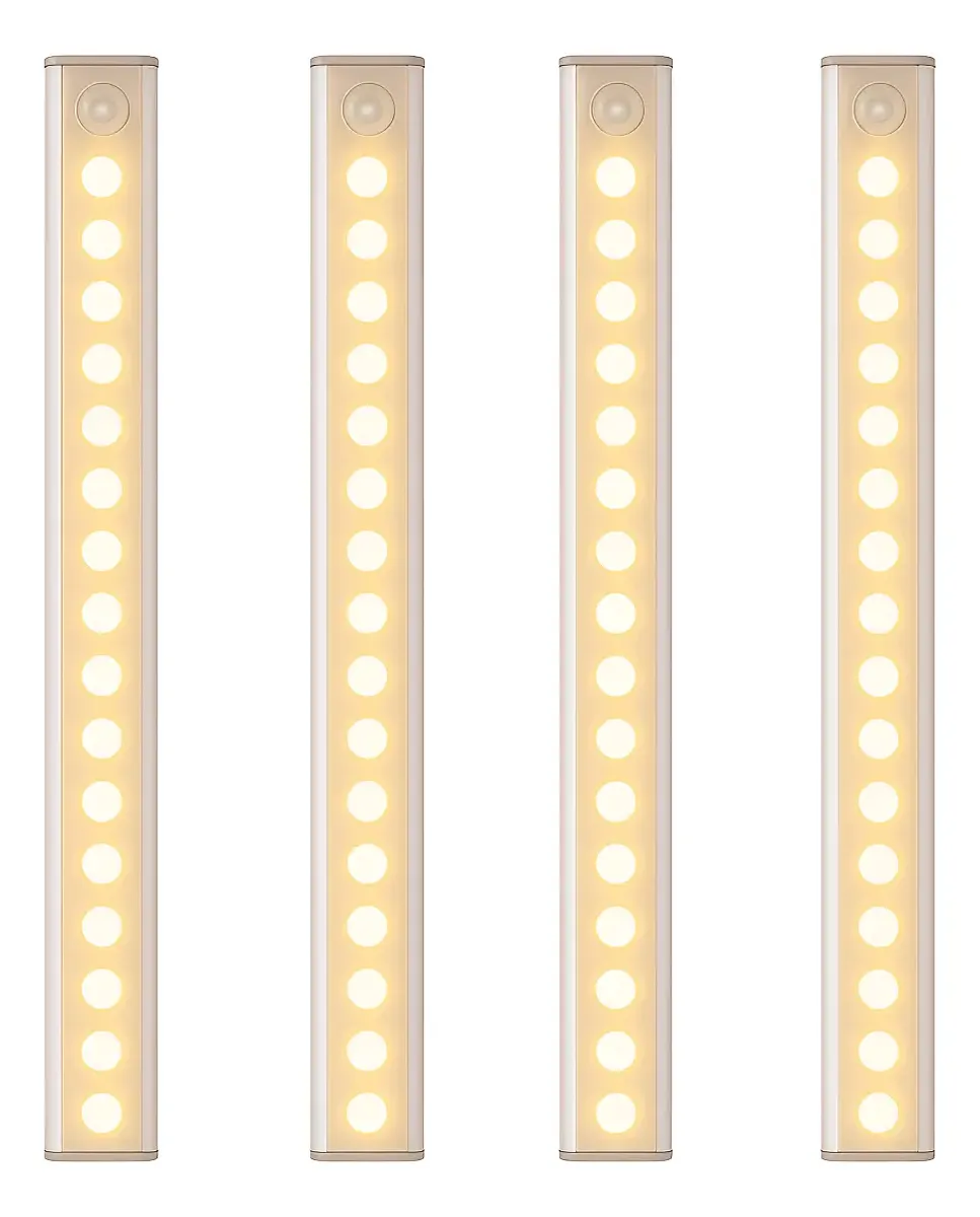 Luz Led Noche Sensor Movimiento Barra Recargable blanco cálido Usb 50cm - Imagen 3
